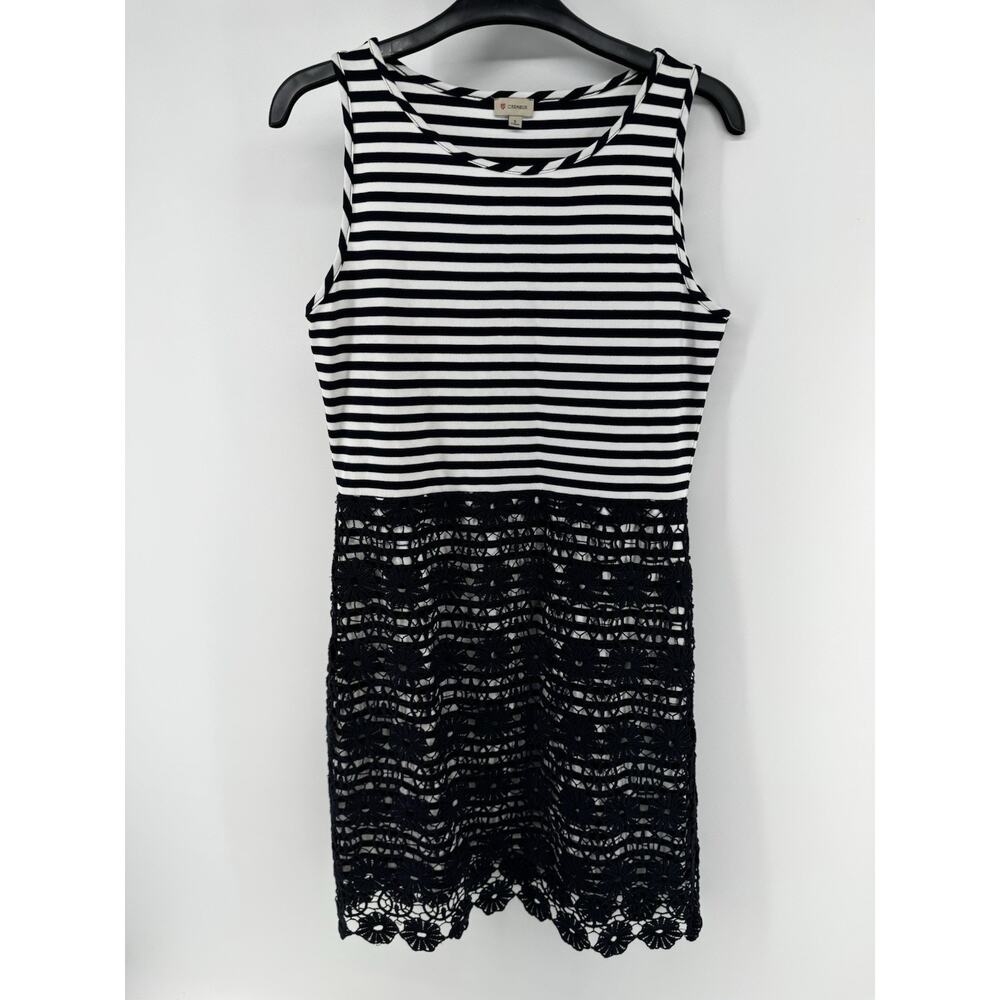 Cremieux Gretchen Knit Lace Dress Navy Sheath Dress Size Small